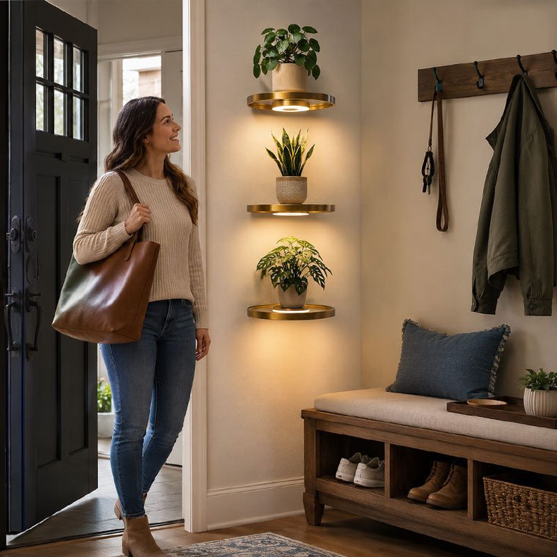 Zwevende wandplank met ingebouwde sfeerverlichting (LED).