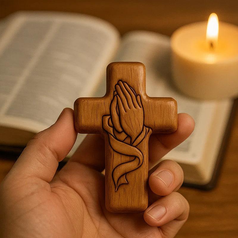 💕✝️Houten gebedskruis pocketkaart💯🪵Handgesneden 3D-cadeau voor uw dierbaren