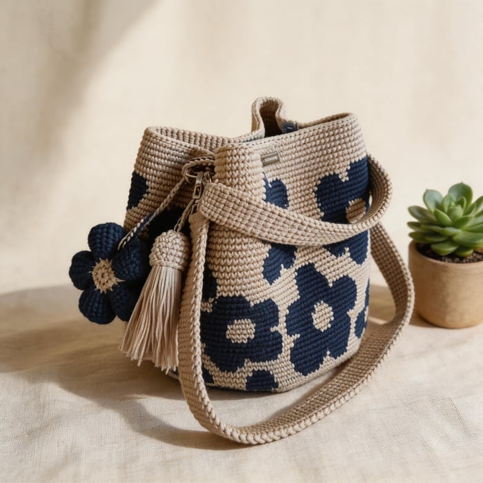 Handgemaakte gehaakte bloementas 🌼✨