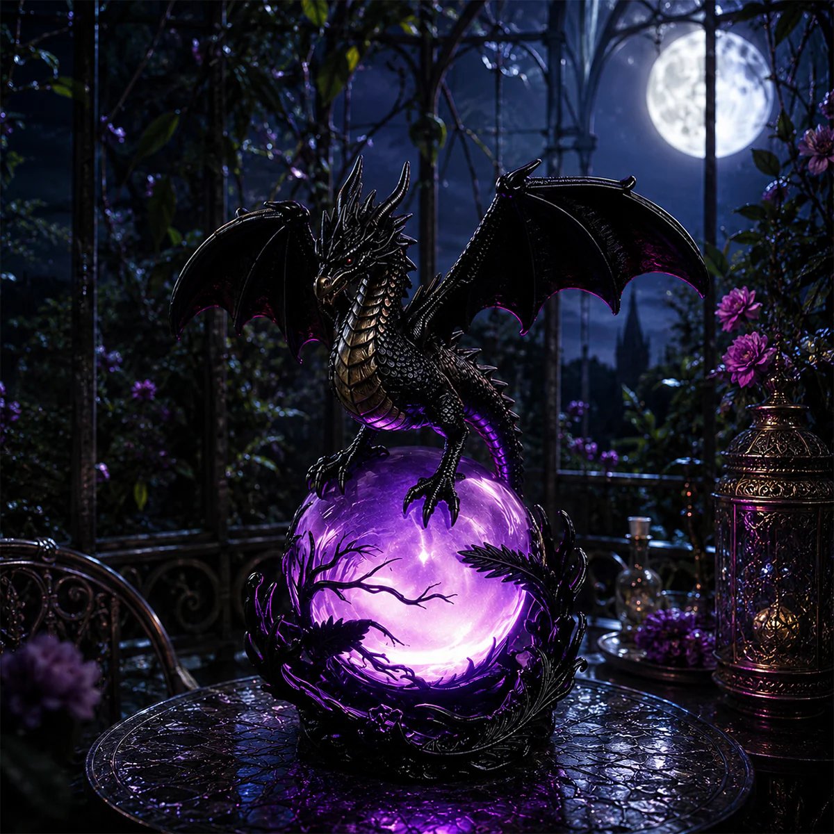 🔮Gotische draak LED-kristallenbollamp voor een donkere, sfeervolle inrichting.