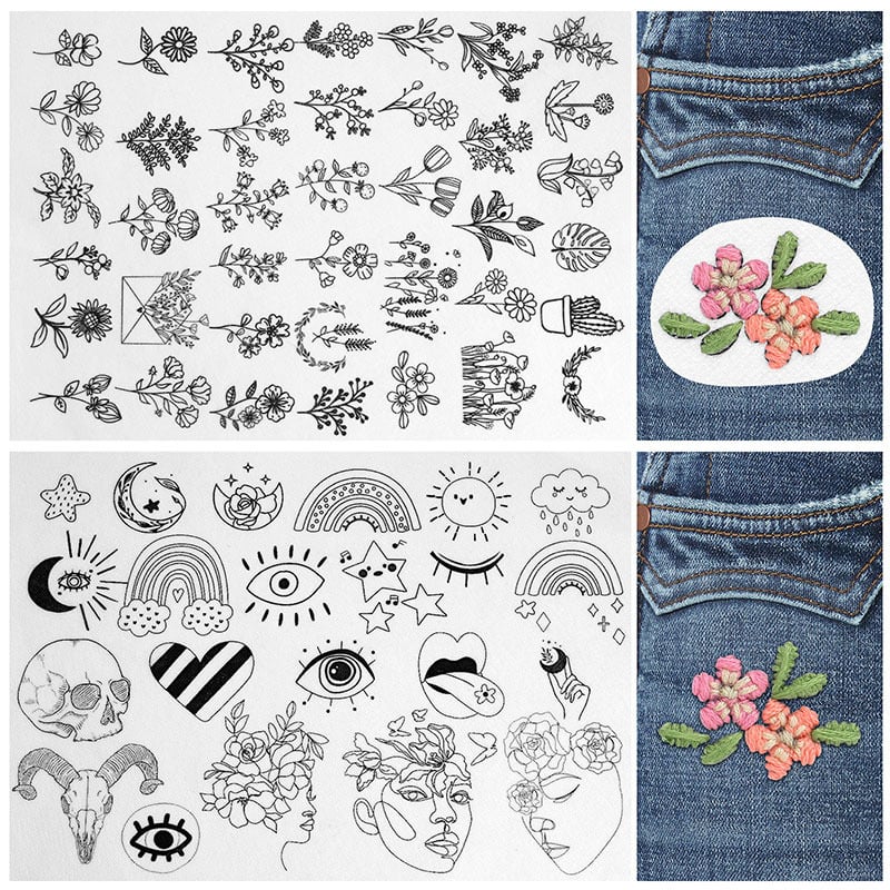 🌸Bloemenlijnen Ontworpen bloemenrandpatronen Borduurpatronen – Stick & Stitch voor beginners
