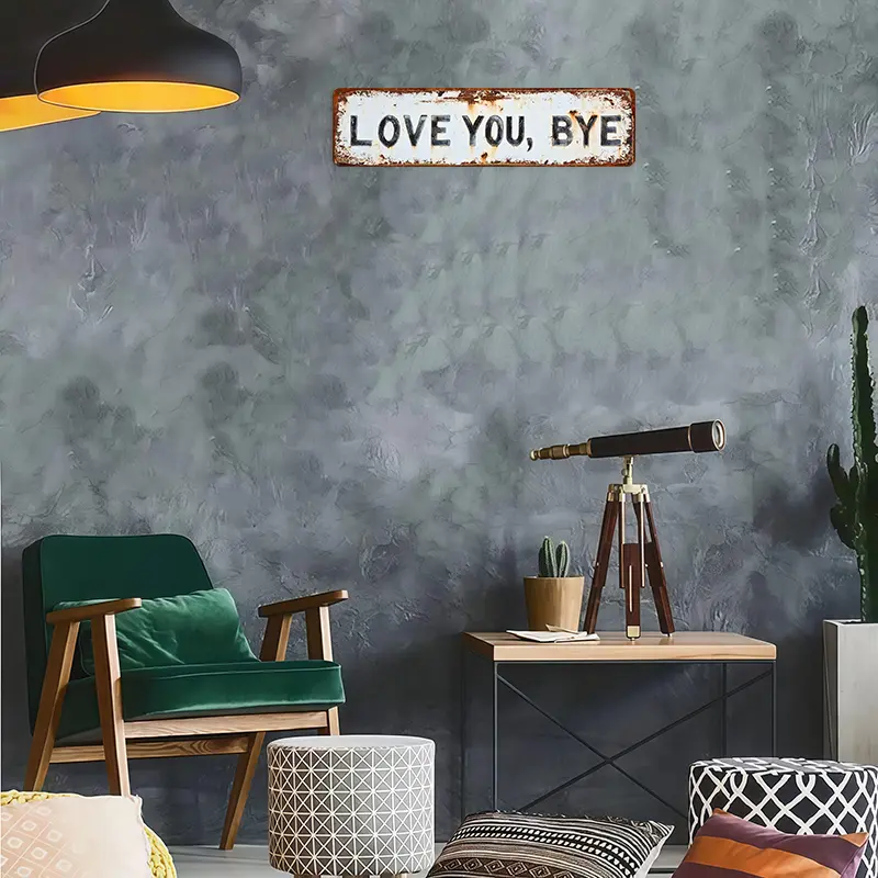 ❤️ LOVE YOU, BYE – Vintage metalen bord voor op de we