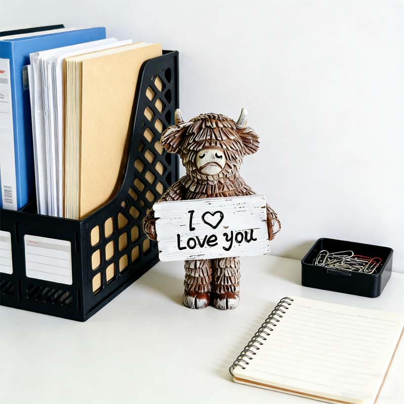 Highland Cow “I ❤️ Love You” hars beeldj