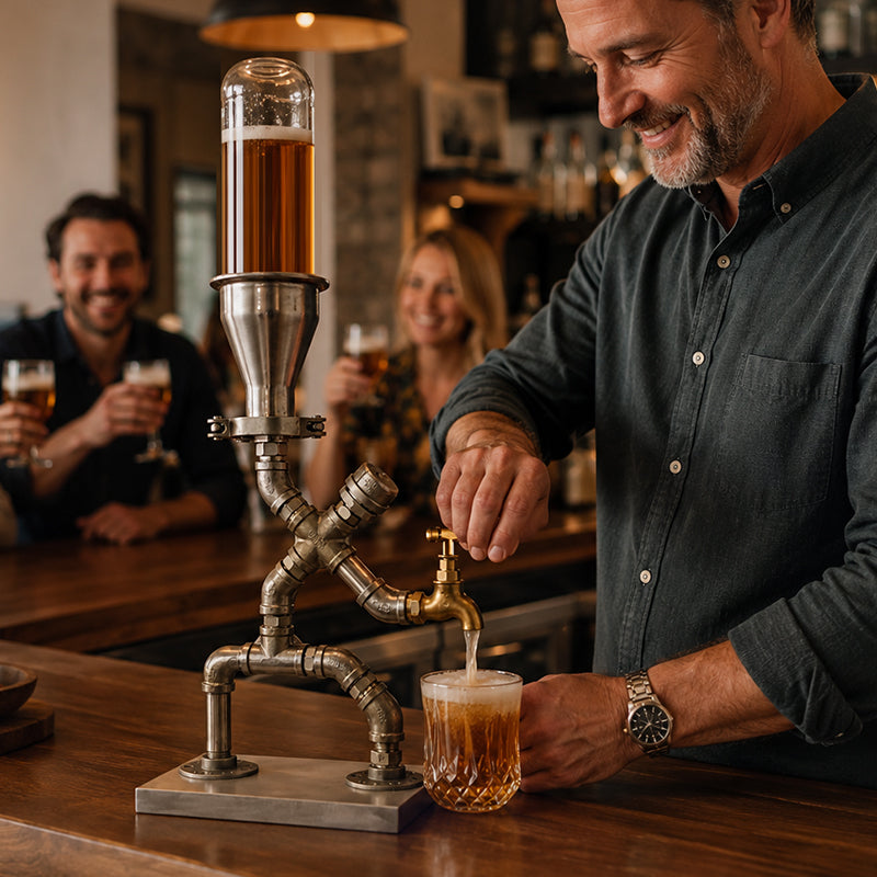Drankdispenser in industriële stijl met zwaartekrachtwerking