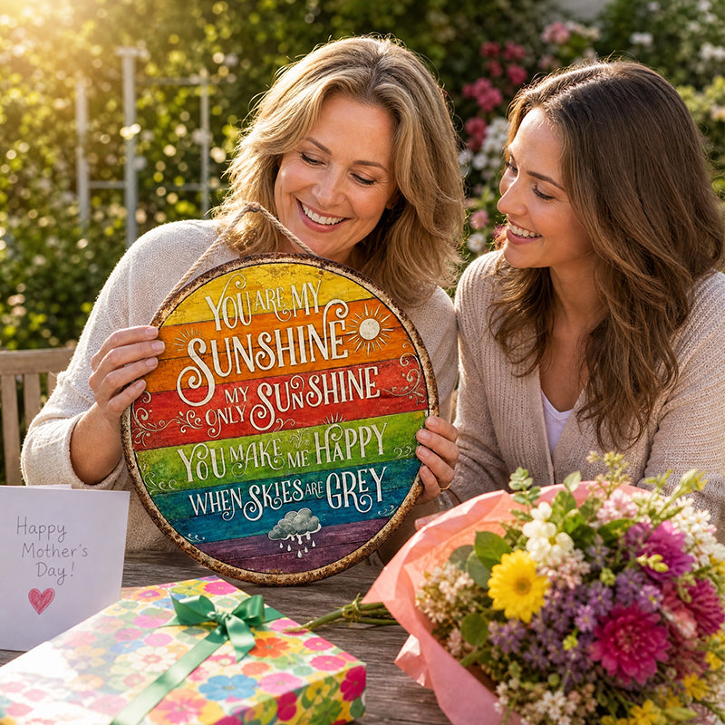 🌈☀️ Jij bent mijn zonnetje, regenboog rond bord