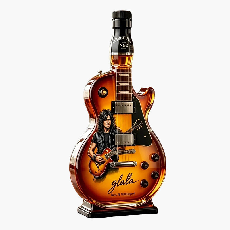 🤘Honger naar rockmuziek: Vintage gitaarfiguurtje in sunburst-afwerking als drankfles🎸✨