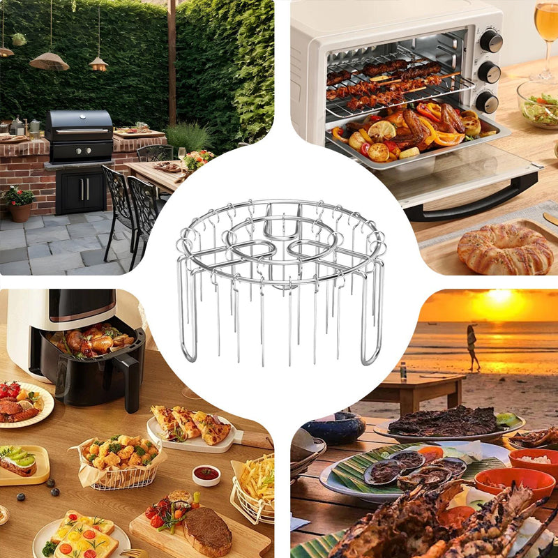 🔥Airfryer-spiesrek – Verticale RVS-kebabhouder voor airfryers, ovens & zelfgemaakte BBQ-snacks🍢