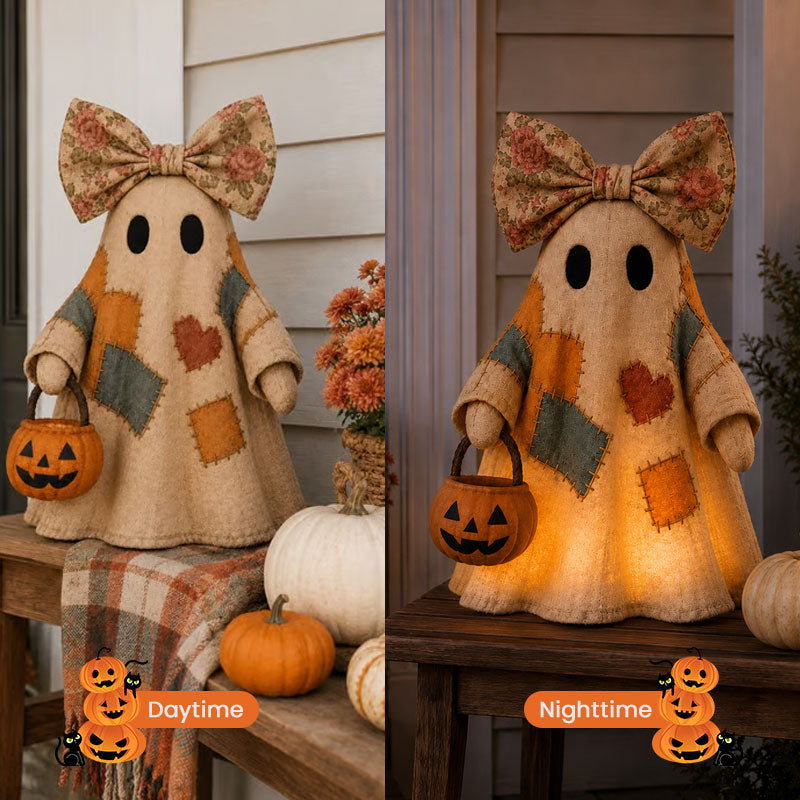 Speelse patchwork spookdecoratie