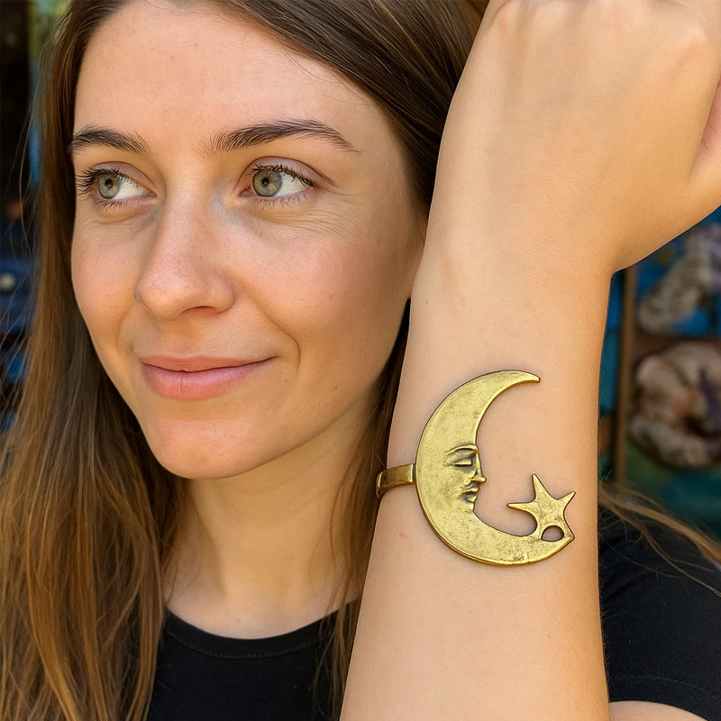 🌙Ster en Maan Patroon Open Armband