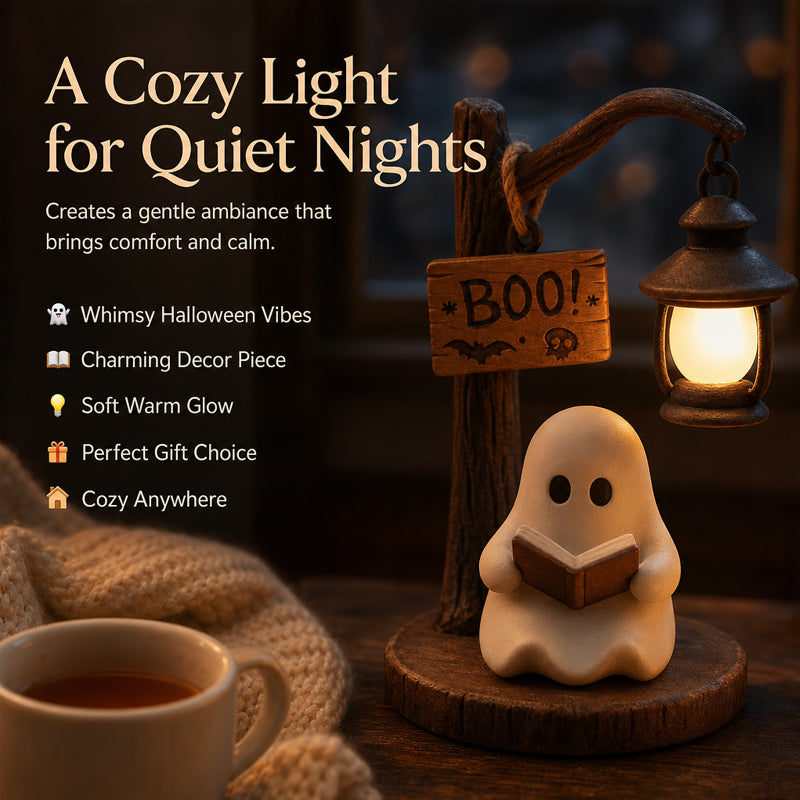 Spook leeslamp | Spookachtig en gezellig tafeldecoratiefiguurtje met lantaarn nachtlampje