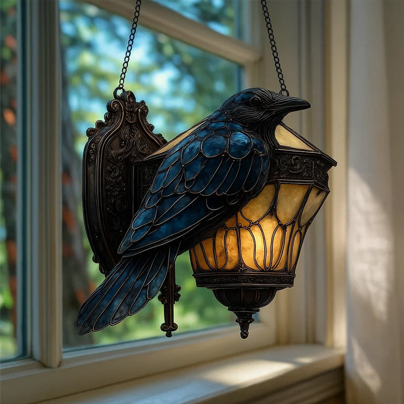 Ravenlantaarn in gebrandschilderd glas