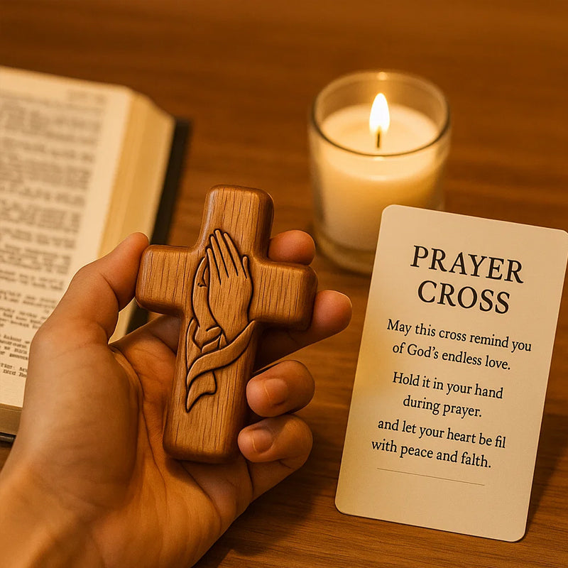💕✝️Houten gebedskruis pocketkaart💯🪵Handgesneden 3D-cadeau voor uw dierbaren