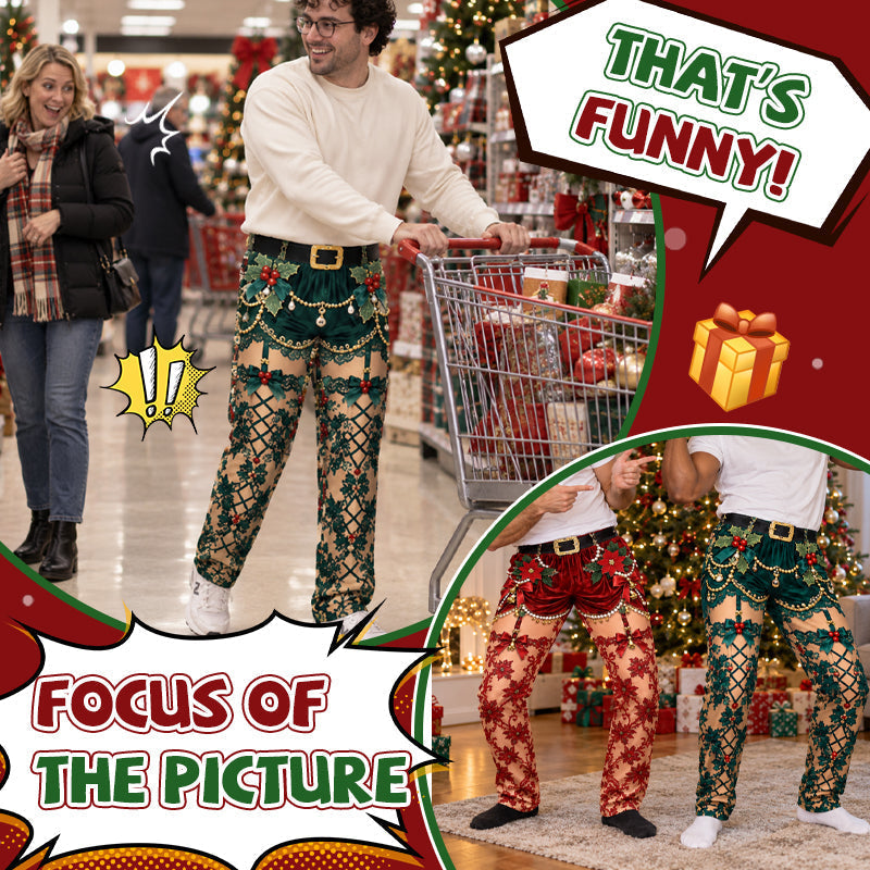 👖Grappige kerstbroek met optische illusie