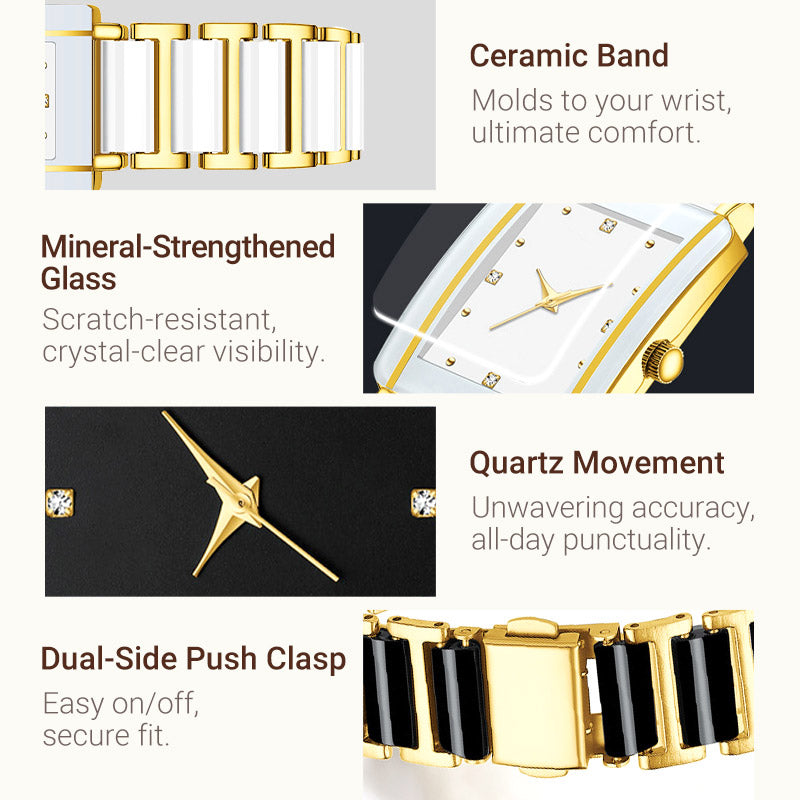 ⌚ Elegant horloge met keramische band — 3ATM waterbestendig, quartz, inclusief geschenkdoos