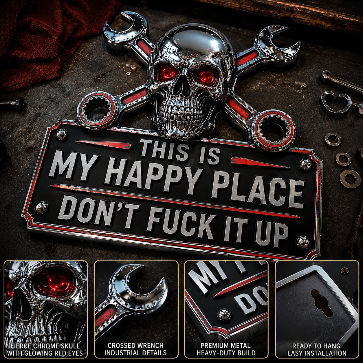 🔥💀Garagemuurbord "Dit is mijn gelukkige plek"