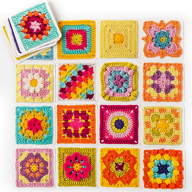 🎁Set haakkaarten met granny squares [50 unieke ontwerpen]🧵