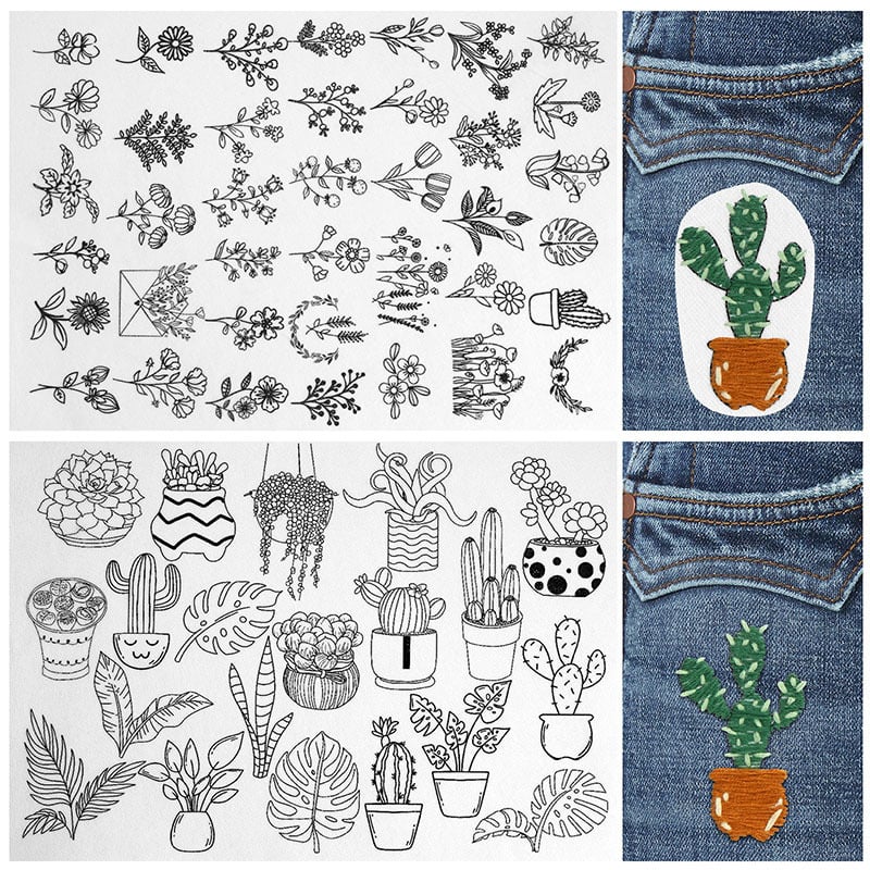 🌸Bloemenlijnen Ontworpen bloemenrandpatronen Borduurpatronen – Stick & Stitch voor beginners