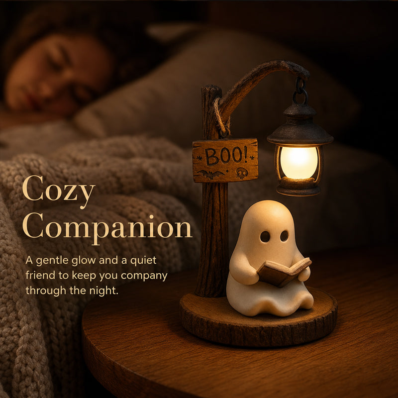 Spook leeslamp | Spookachtig en gezellig tafeldecoratiefiguurtje met lantaarn nachtlampje