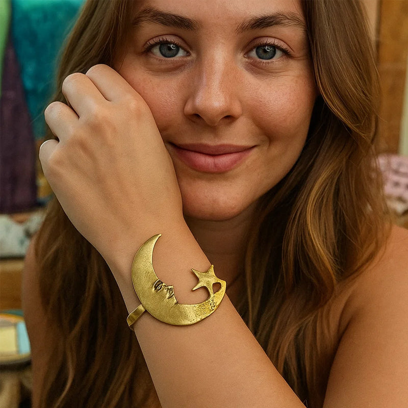 🌙Ster en Maan Patroon Open Armband