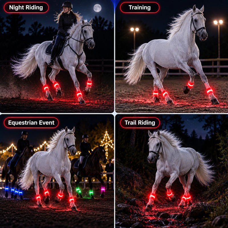 🐎Led-beenbanden voor paarden | Goed zichtbare, oplichtende banden voor ritten in het donker