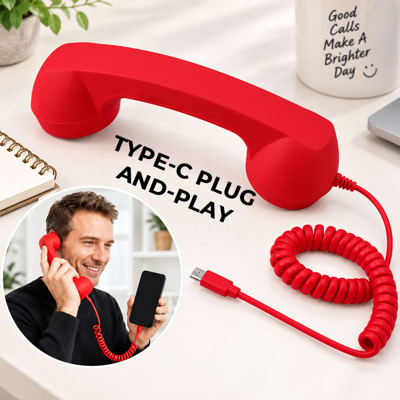 Retro telefoonhoorn voor telefoons met USB-C-aansluiting