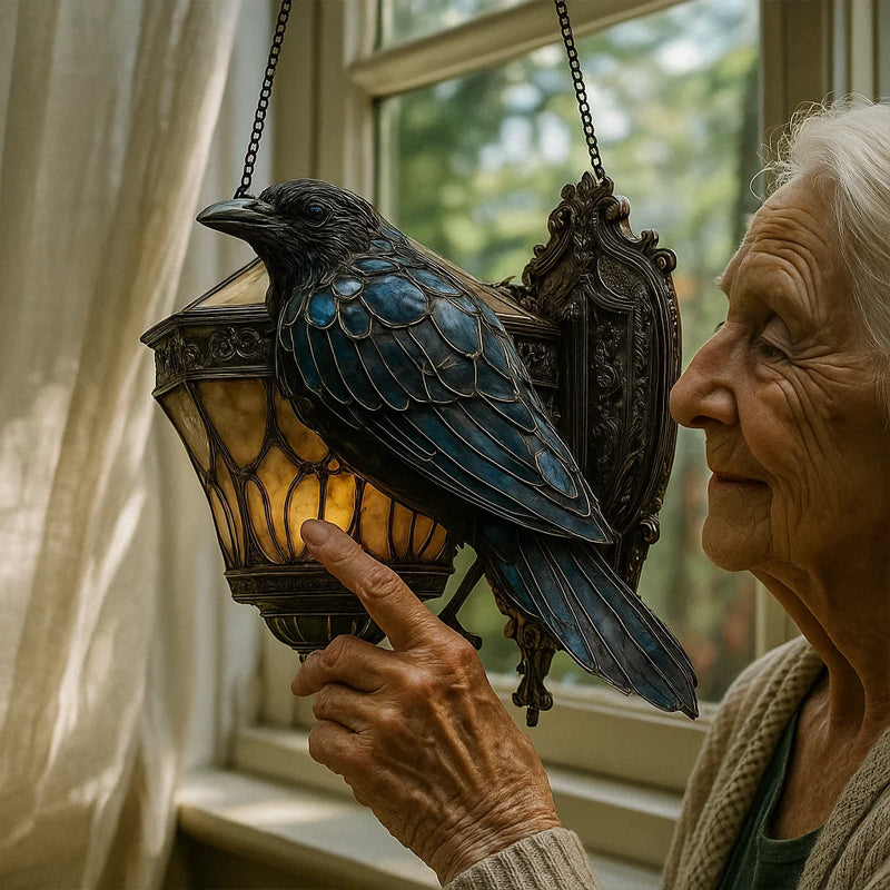 Ravenlantaarn in gebrandschilderd glas