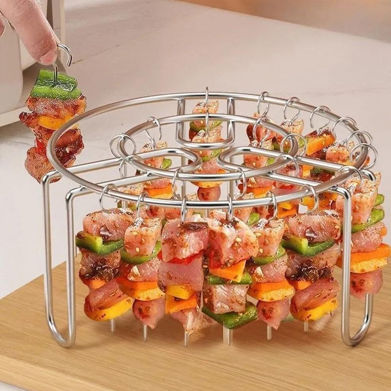 🔥Airfryer-spiesrek – Verticale RVS-kebabhouder voor airfryers, ovens & zelfgemaakte BBQ-snacks🍢