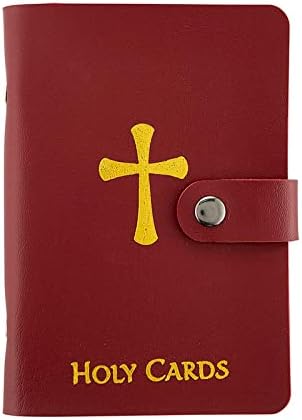 ✝️ Katholieke heiligenkaartenhouder van echt leer – Gebedskaartenhouder voor in de zak met druksluiting