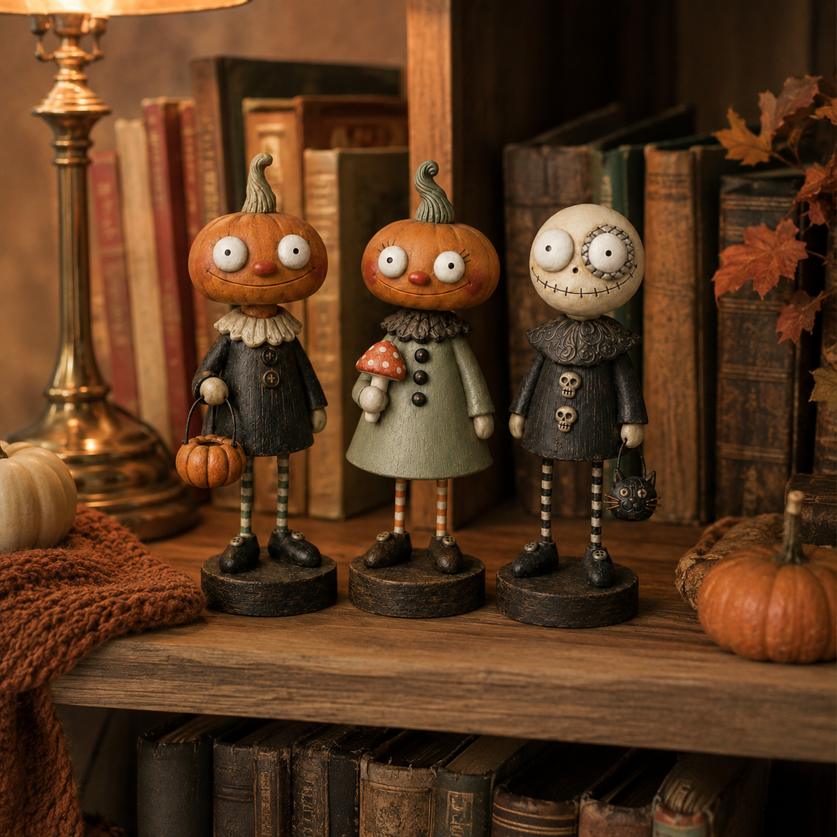 🎃Primitieve pompoenvriendjes – Vintage Halloween-beeldjescollectie