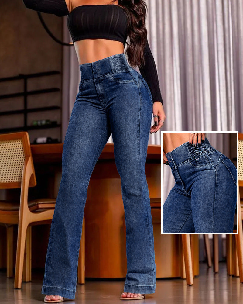 💕Lente-nieuwigheid👖Stretch-flared jeans met hoge taill