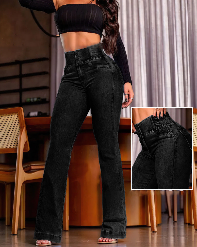 💕Lente-nieuwigheid👖Stretch-flared jeans met hoge taill