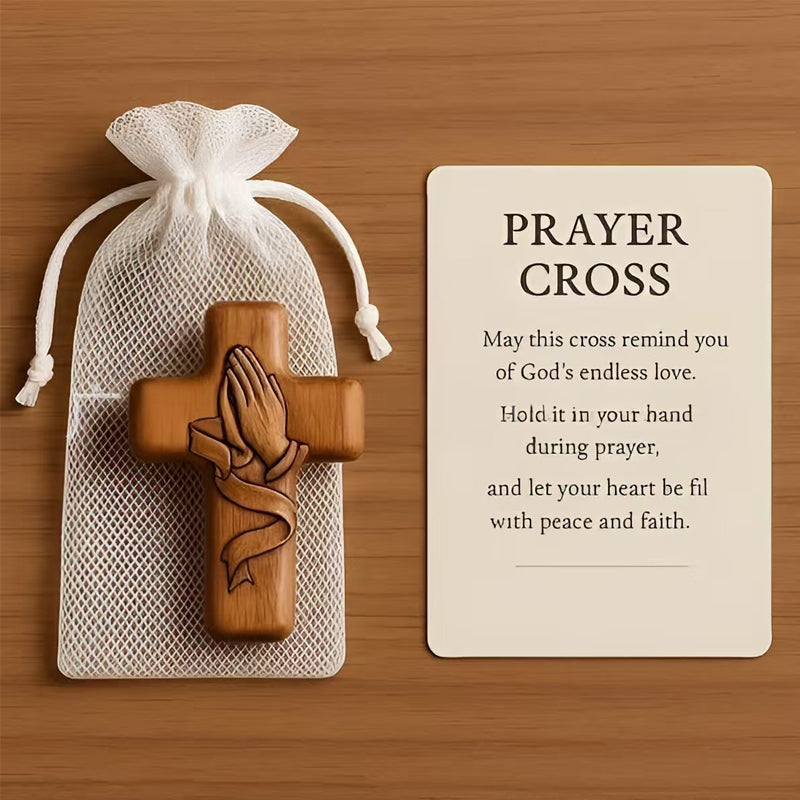 💕✝️Houten gebedskruis pocketkaart💯🪵Handgesneden 3D-cadeau voor uw dierbaren