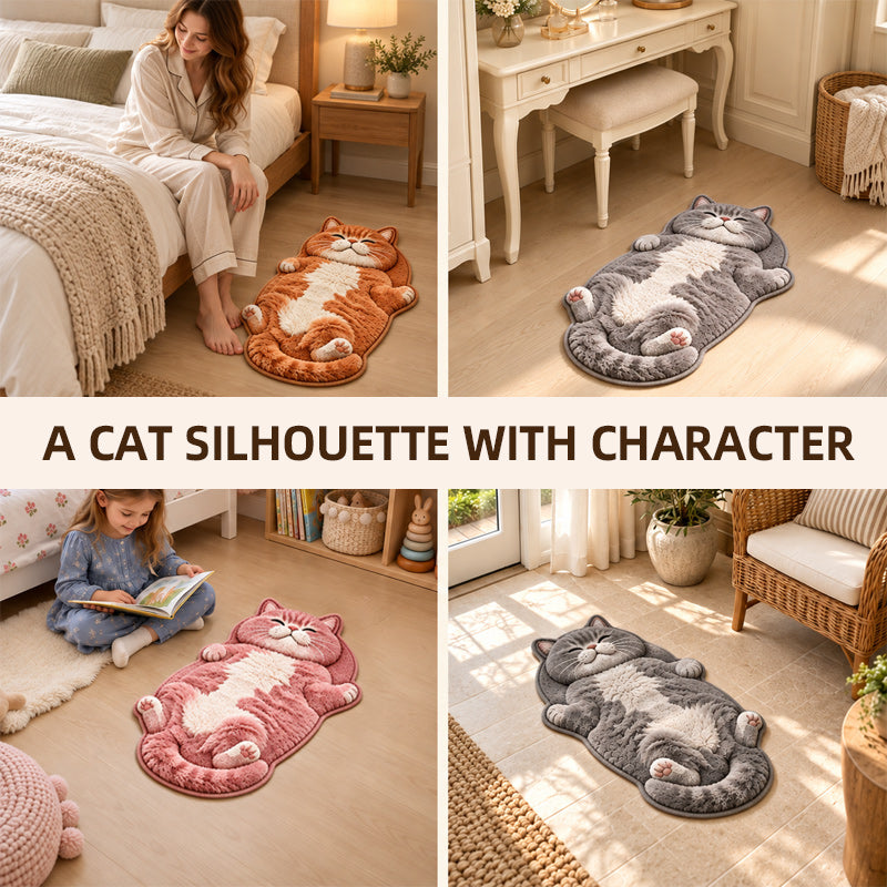 🐱Chubby tabby cat-shaped rug 🤎