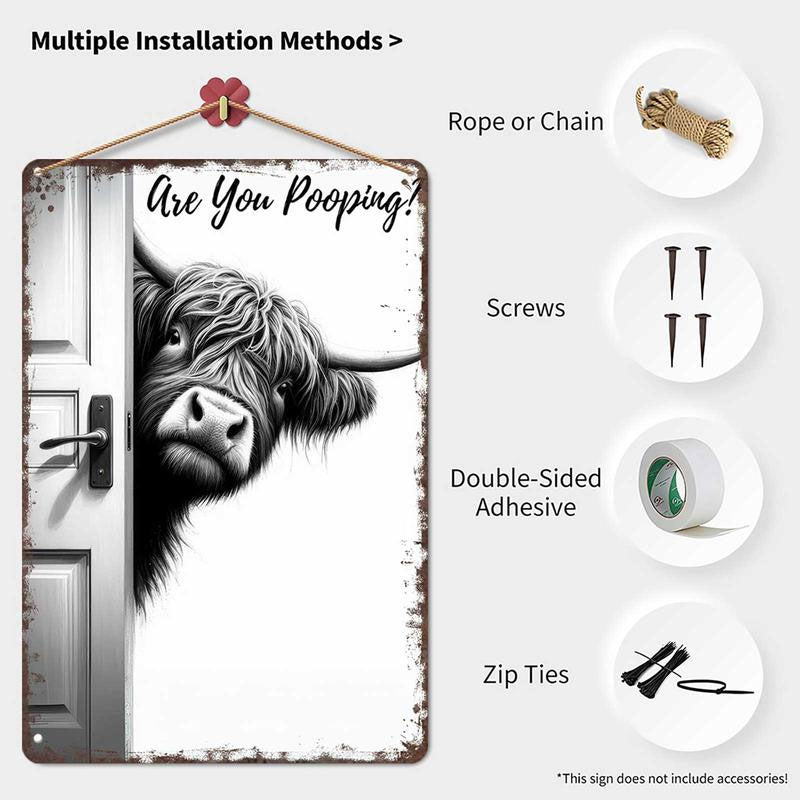 🐄 De brutale bezoeker: vintage bord met hooglandko