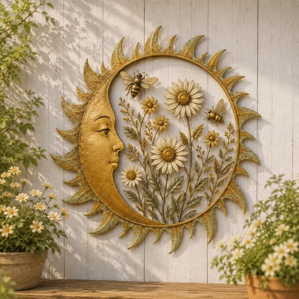 ☀️ Vintage zon tuinmuurdecoratie — Breng warmte en klassieke charme in je tuin! ✨🌿