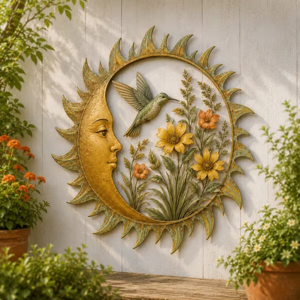 ☀️ Vintage zon tuinmuurdecoratie — Breng warmte en klassieke charme in je tuin! ✨🌿