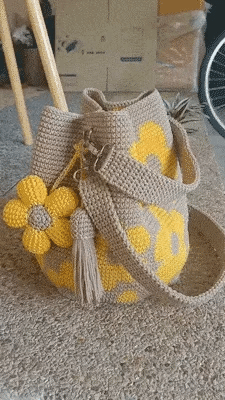 Handgemaakte gehaakte bloemen draagtas 🌼✨