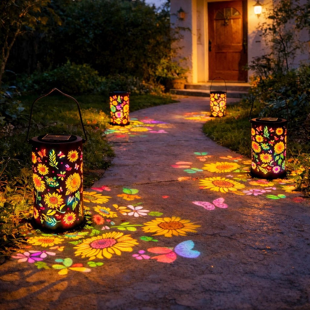 🌞 Kleurrijke zonne-energie tuinlantaarn met zonnebloemlichteffec