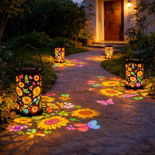🌞 Kleurrijke zonne-energie tuinlantaarn met zonnebloemlichteffec