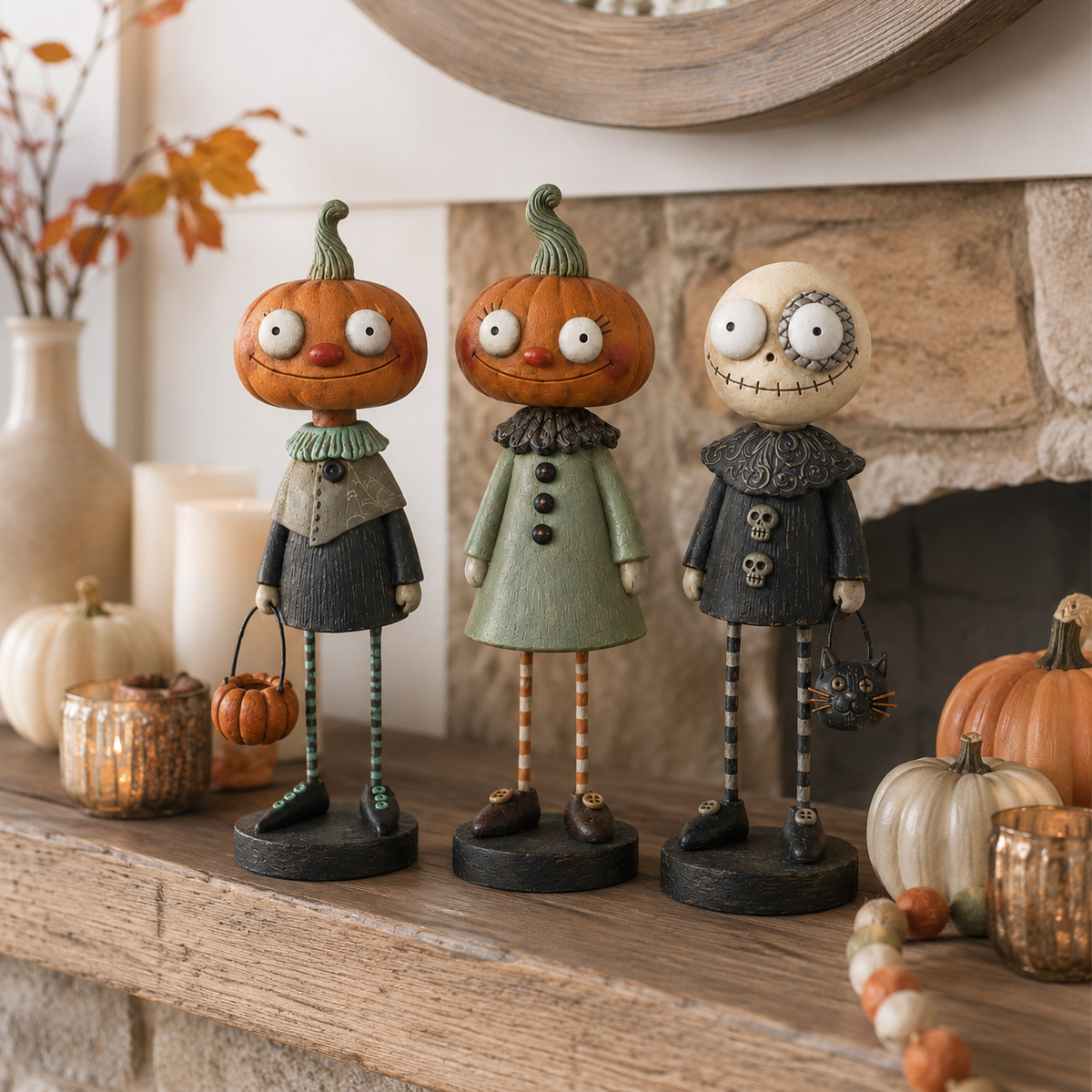🎃Primitieve pompoenvriendjes – Vintage Halloween-beeldjescollectie