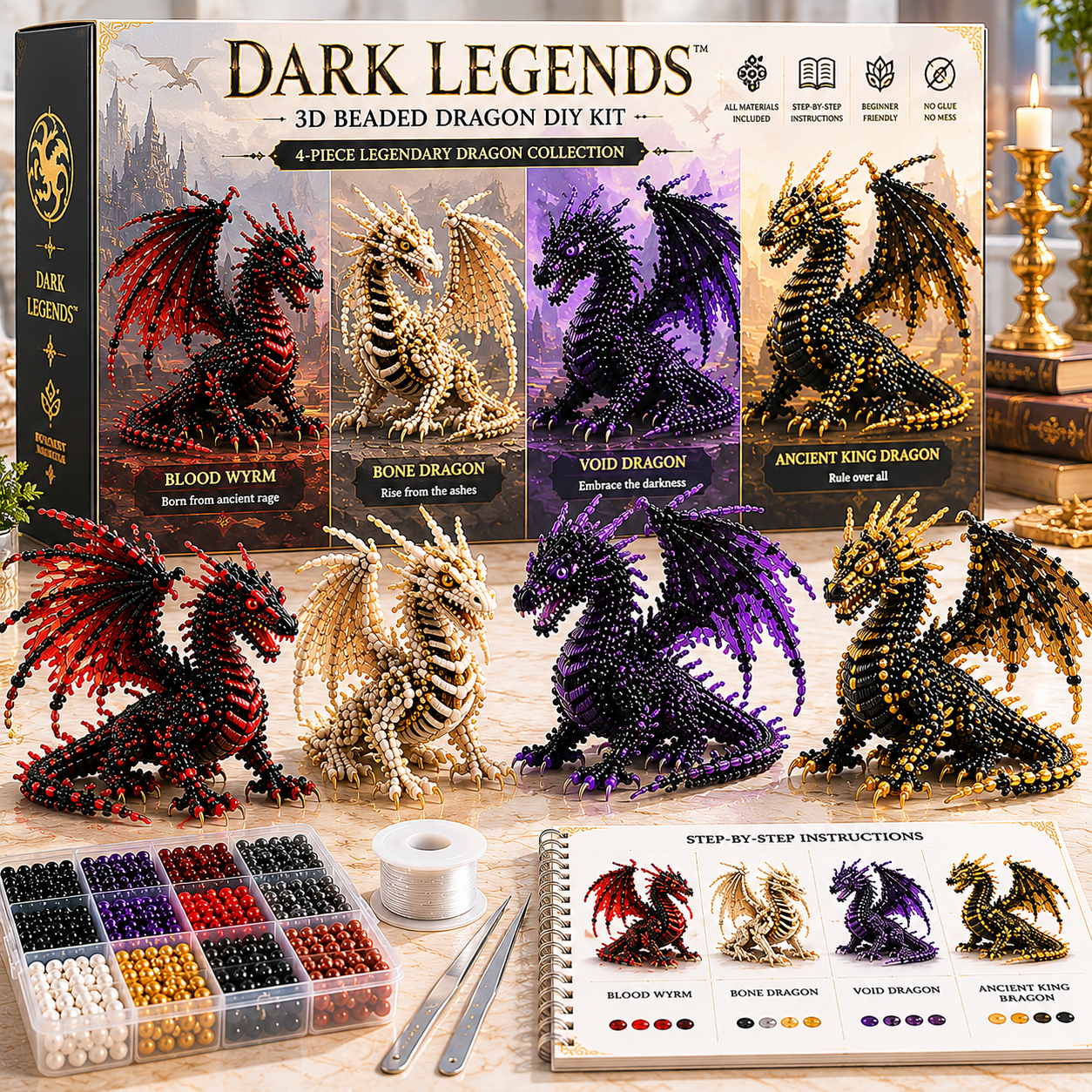 3D kralen dieren- en fantasie doe-het-zelf collectie