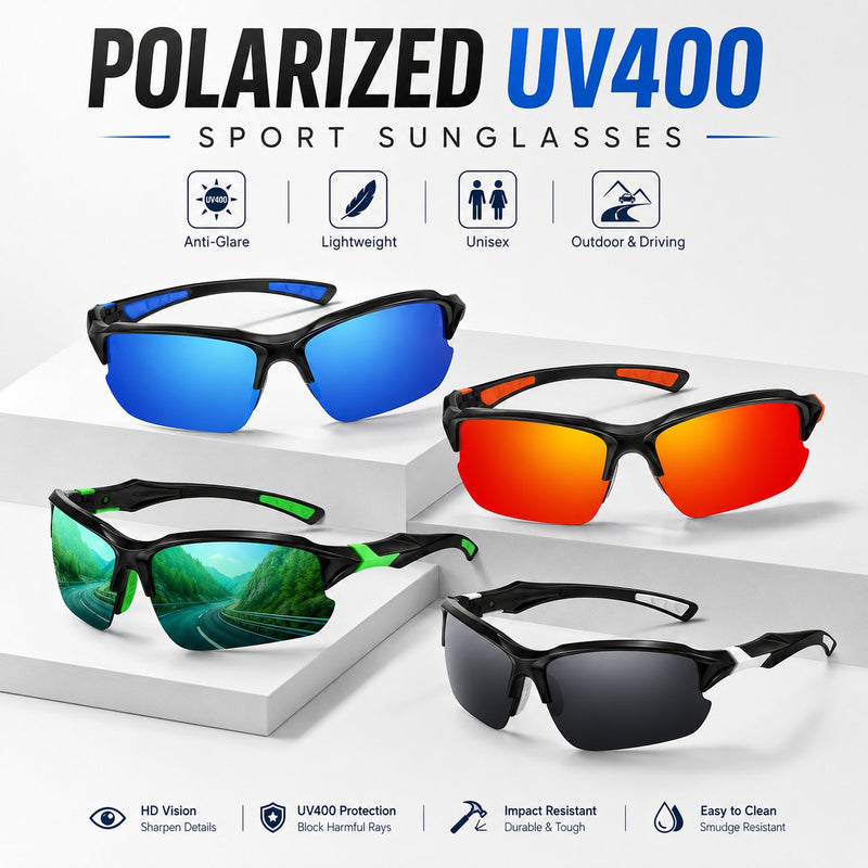 Gepolariseerde UV400 sportzonnebril – Unisex buitenkleding- en autorijbril
