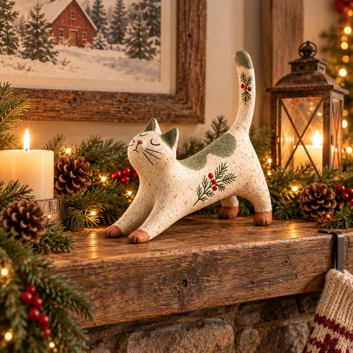🐈🎄 Kerstfiguurtje van een boskat – een knus vriendje uit het bos voor je kerstinterieur