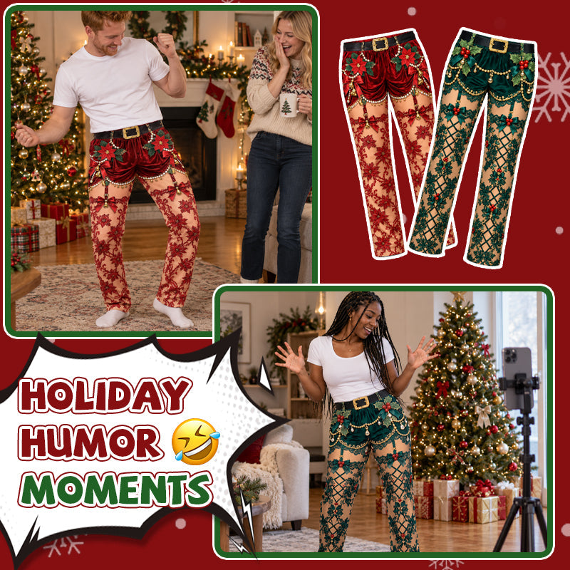 👖Grappige kerstbroek met optische illusie