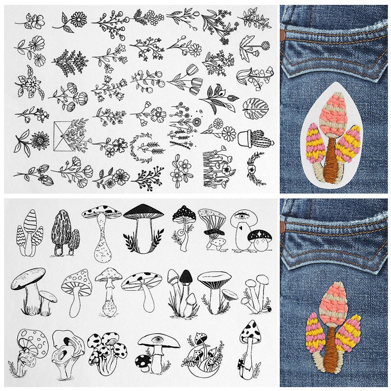 🌸Bloemenlijnen Ontworpen bloemenrandpatronen Borduurpatronen – Stick & Stitch voor beginners