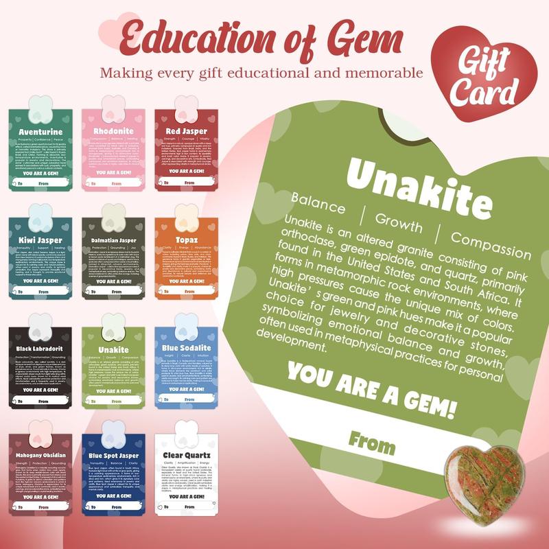 💘Valentijnsdag edelsteen cadeaus voor kinderen en volwassenen🎁 24-pack voorgevulde kaarten met hartvormige edelstene