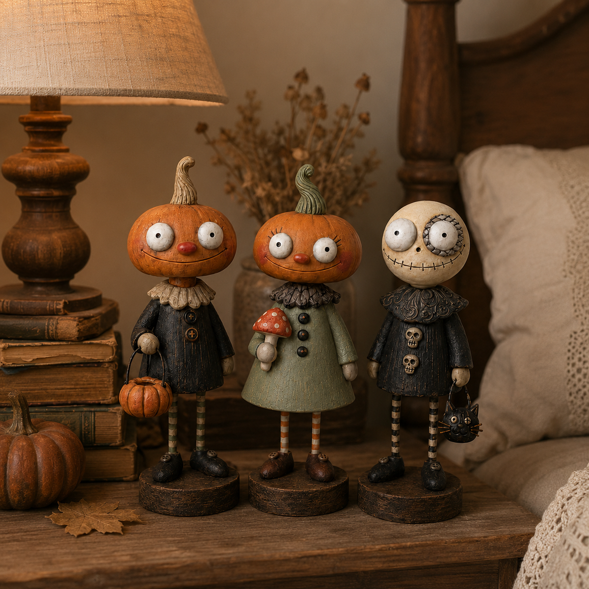 🎃Primitieve pompoenvriendjes – Vintage Halloween-beeldjescollectie