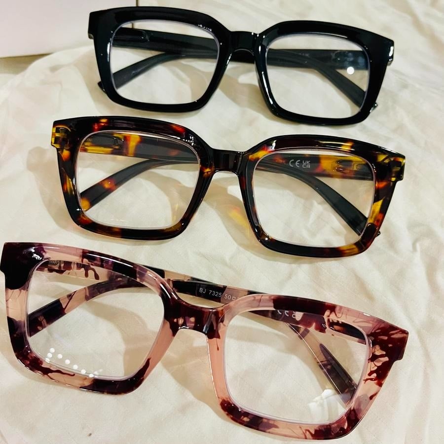👓Set van 3 leesbrillen met schildpadmotief – Extra grote vierkante leesbrillen die blauw licht blokkeren