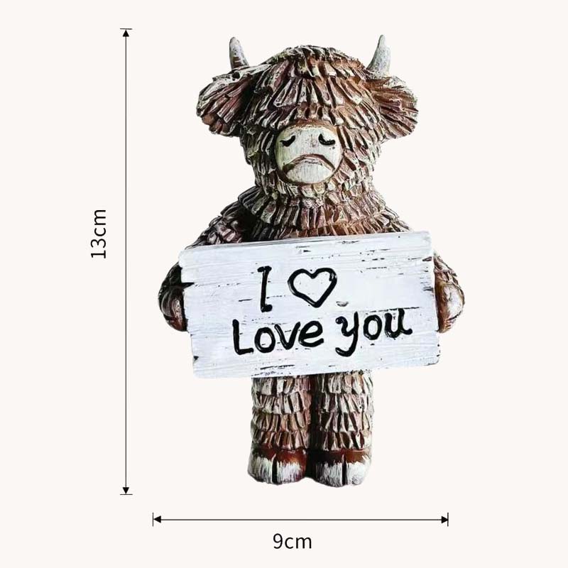 Highland Cow “I ❤️ Love You” hars beeldj