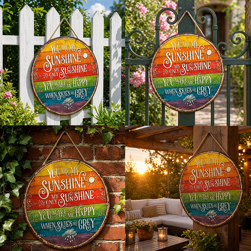 🌈☀️ Jij bent mijn zonnetje, regenboog rond bord
